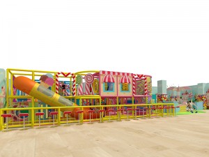 Customized 2 levels indoor playground structure with candy theme